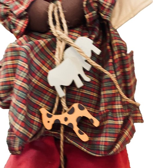 Vintage Hand Made African American Cloth Doll Angel Wood Animal Accents 22" Tall - Picture 3 of 9